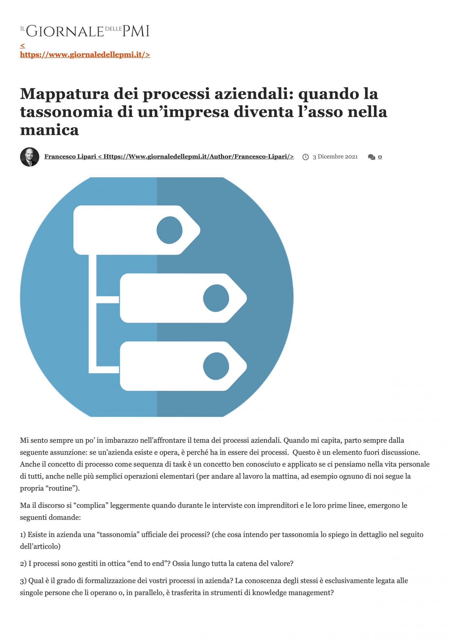 Mappatura Dei Processi Aziendali: Quando La Tassonomia Di Un’impresa ...